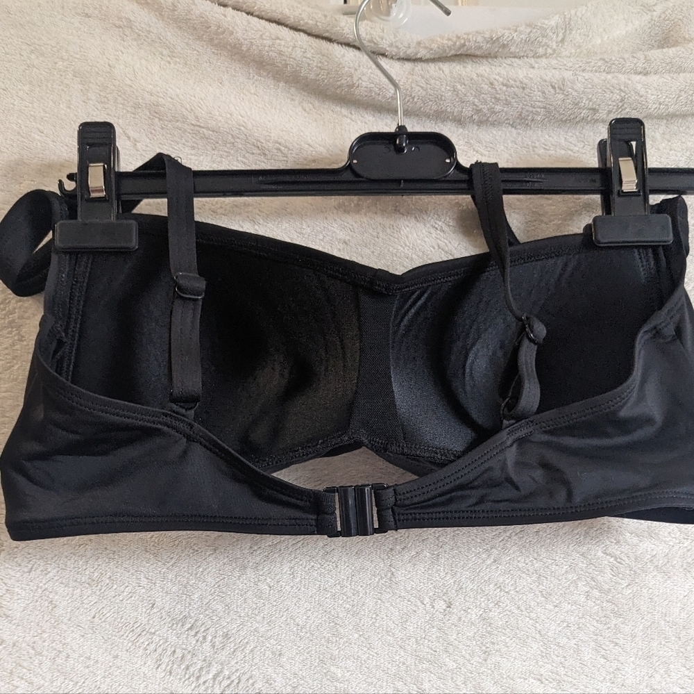 Summer Black Women's Bikini Bandeau Style With Shoulder Straped Size 12 - Picture 2 of 6